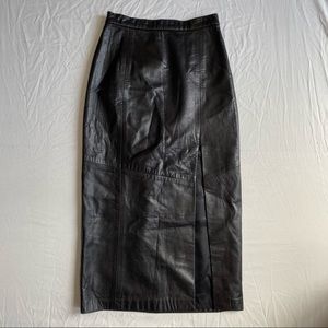 Vintage Black Leather Pencil Skirt